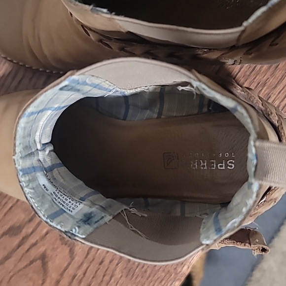 SPERRY Liberty Chelsea Tan Leather Heel Bootie Braided Strap Womens Sz 8M - Picture 7 of 10